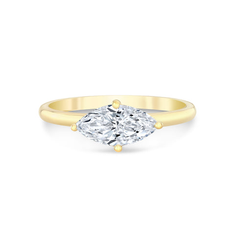 marquise cut diamond engagement ring in 14k yellow gold