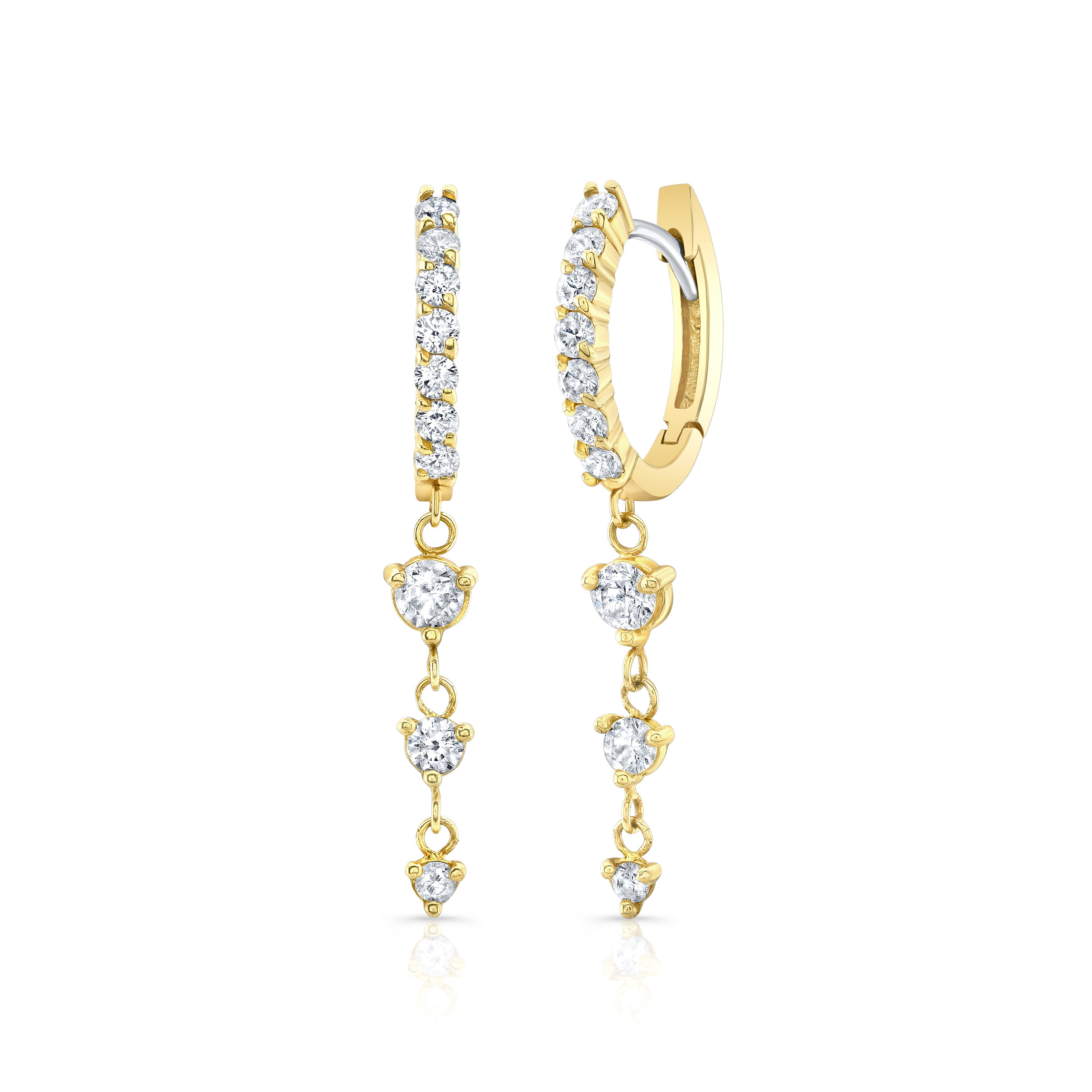 diamond hoop earrings with diamond drops