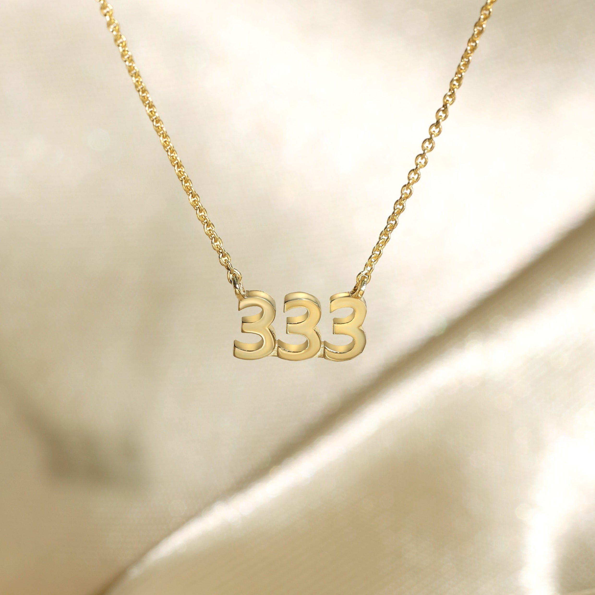 Angel Number 333 Pendant in 14K Yellow Gold