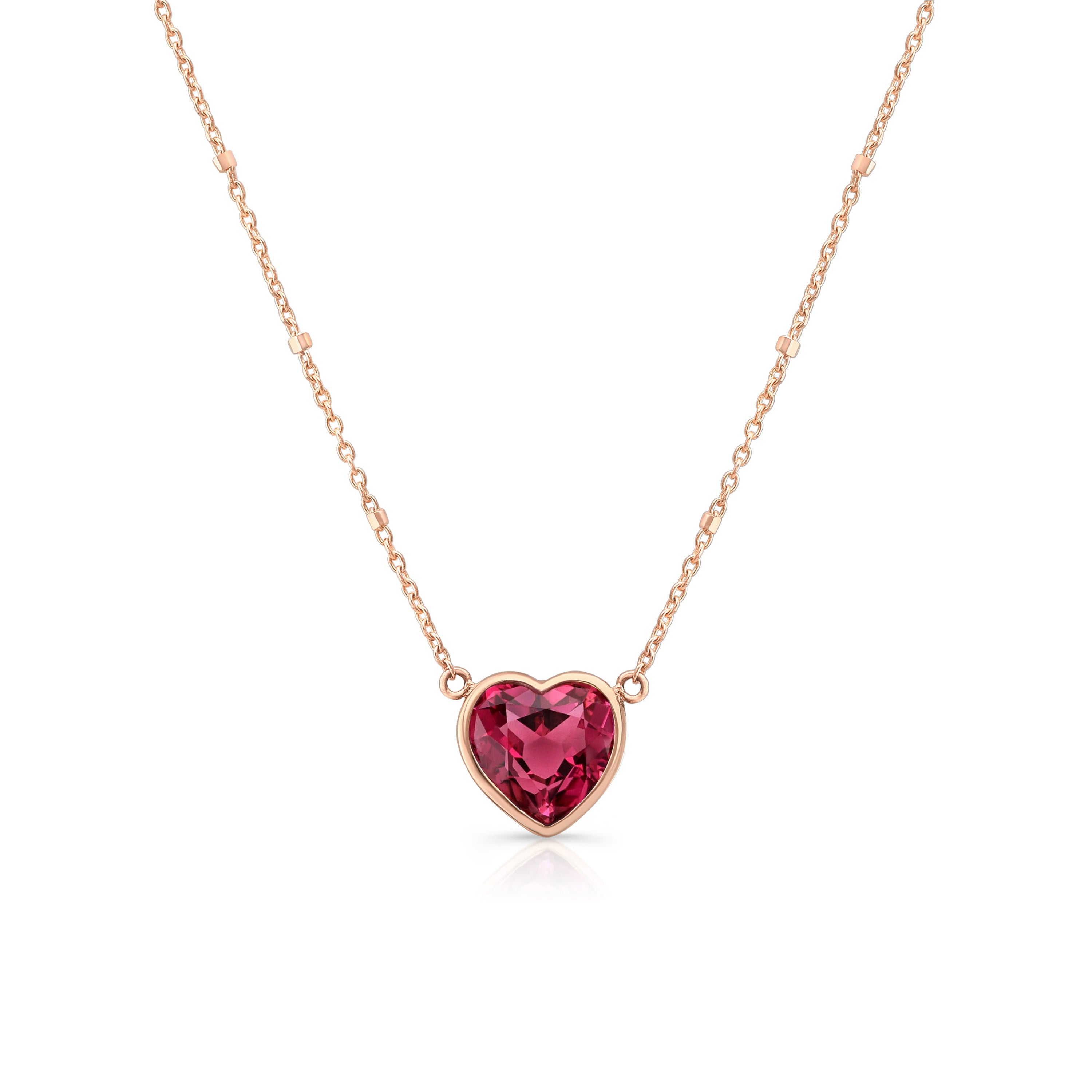 Pink Tourmaline Heart Necklace