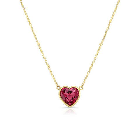 14ky gold pink tourmaline heart necklace 