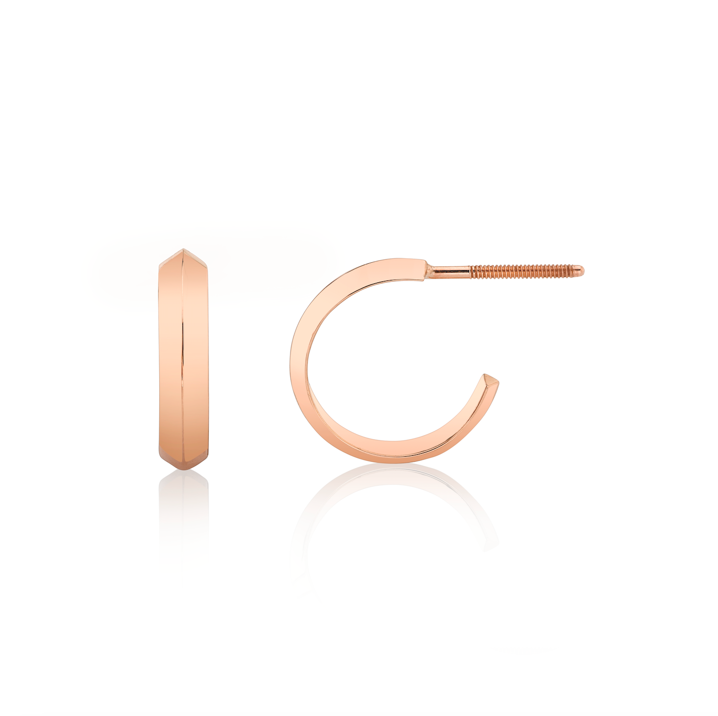 14k rose gold knife edge hoop earrings