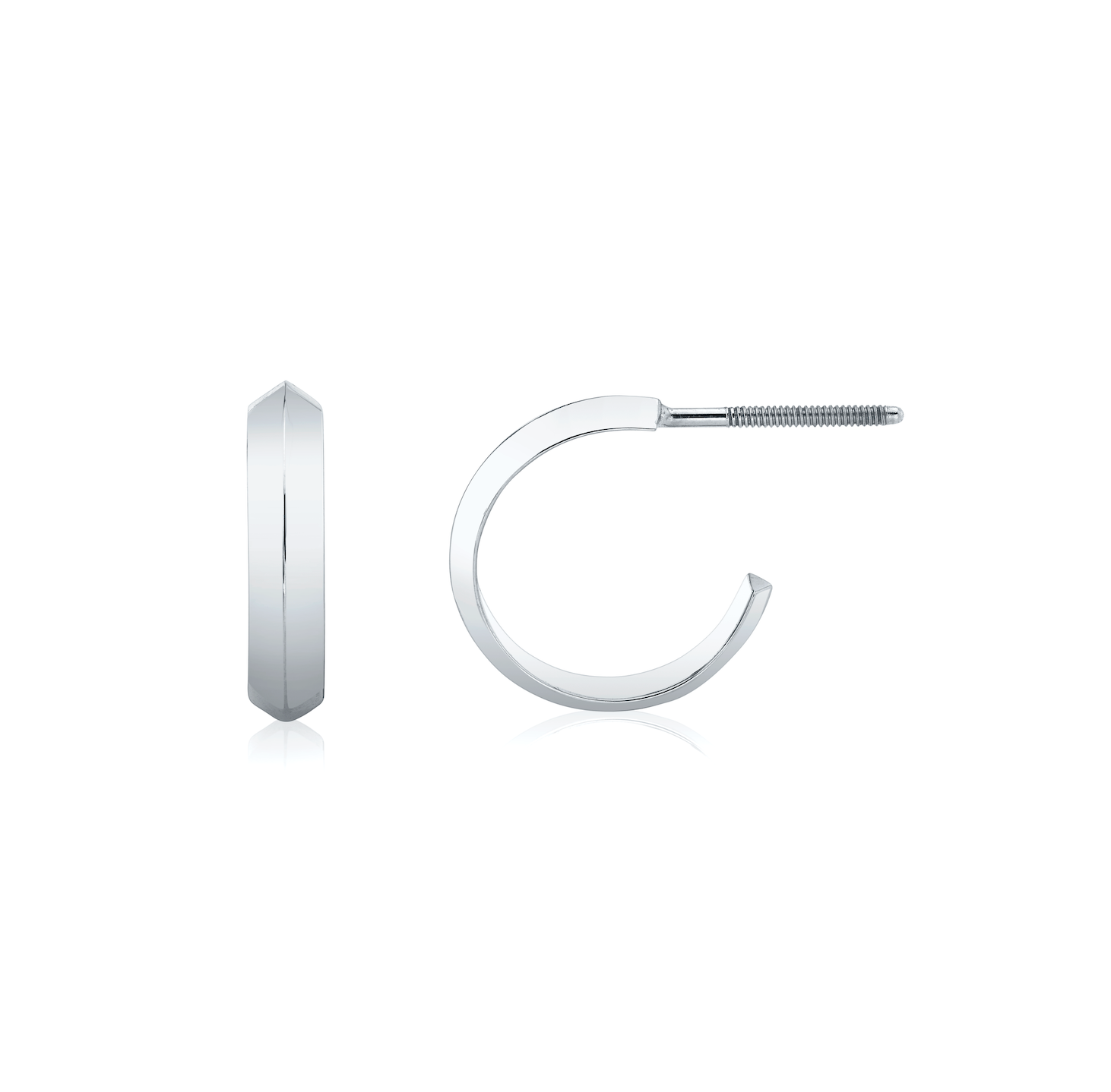 14k white gold knife edge hoop earrings