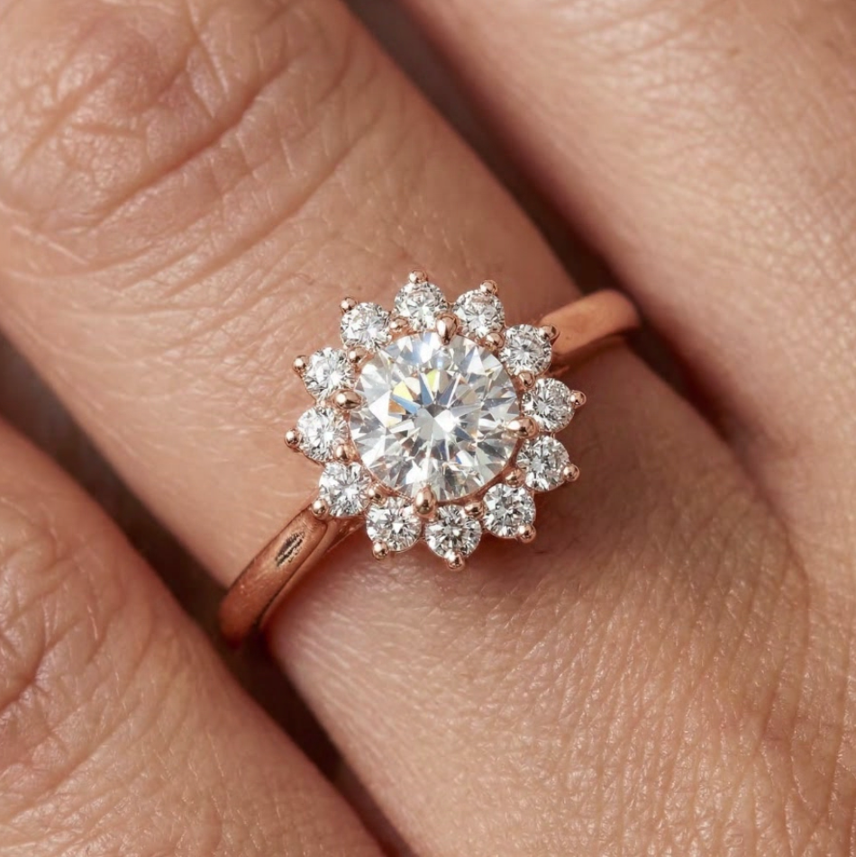 Floral Halo Engagement Ring