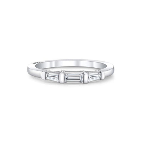 platinum ring with three baguette diamonds