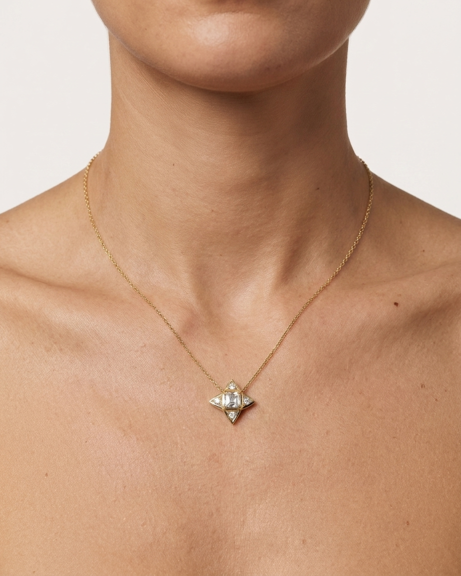 North Star Necklace with Diamonds