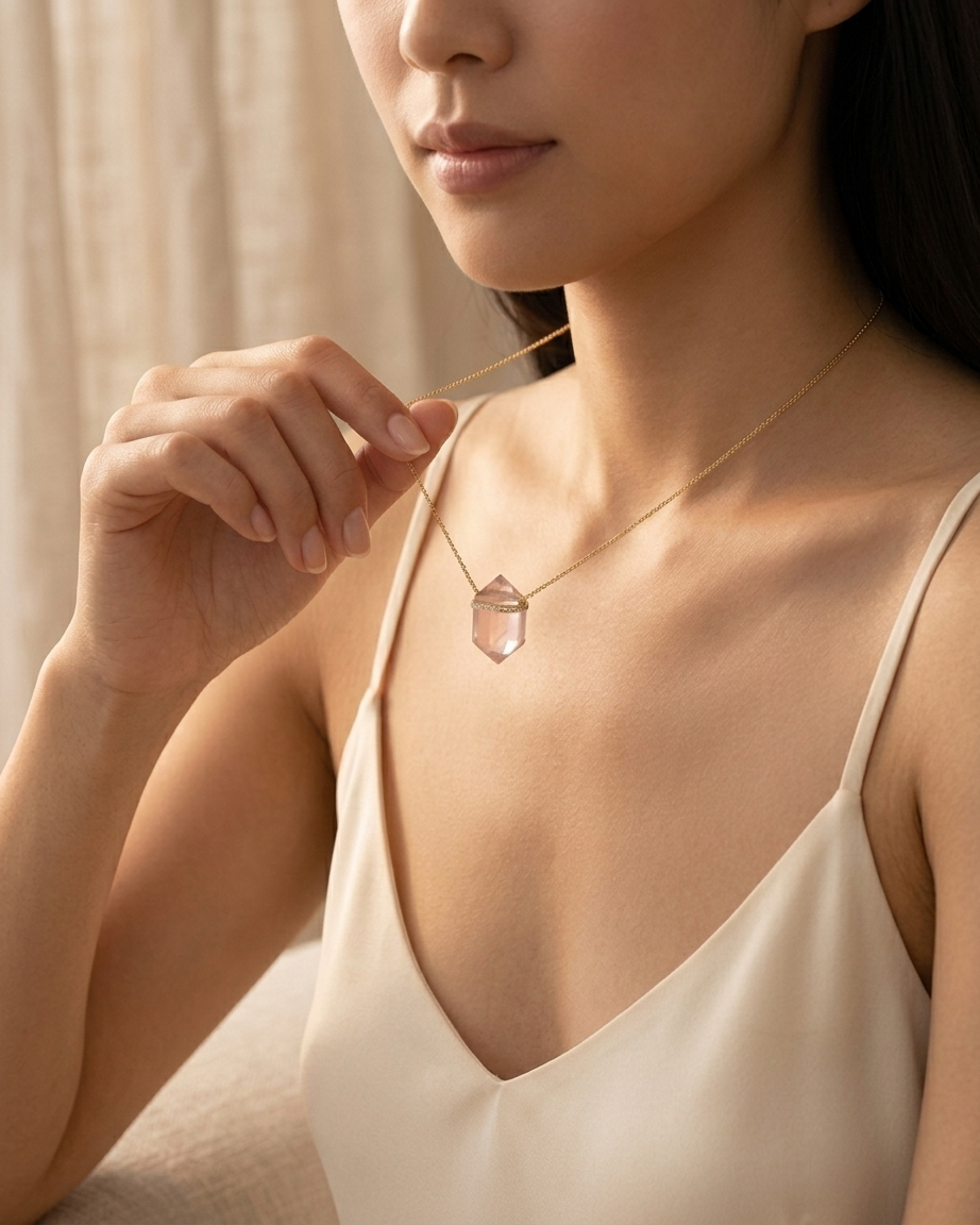 Morganite Crystal Necklace