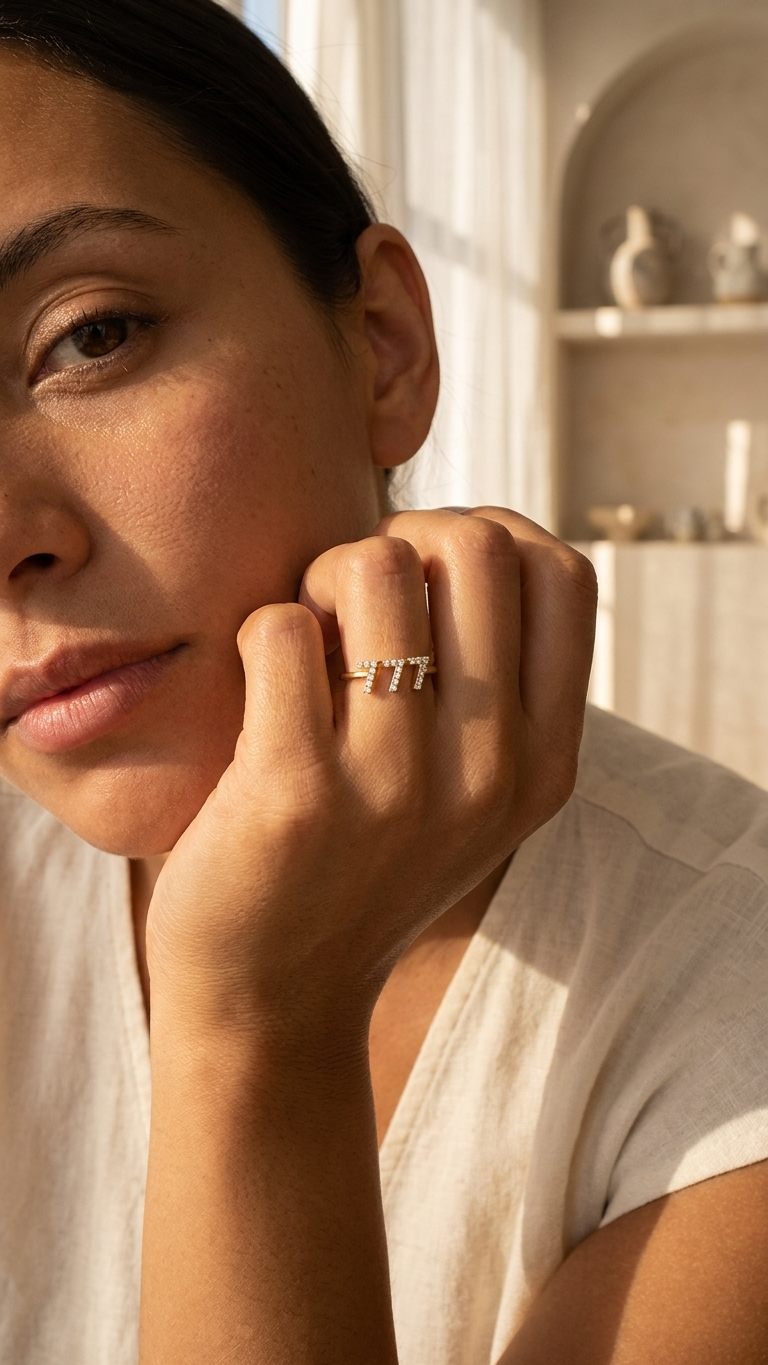 Diamond 777 Angel Number Ring