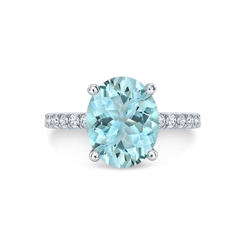 Aqua Solitaire bridal Carter Eve Jewelry 