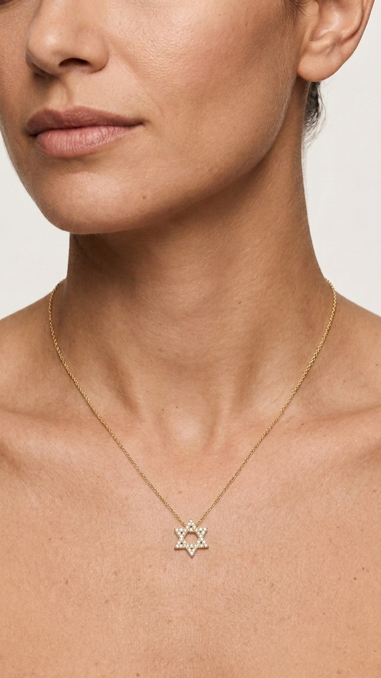 Large Star of David Diamond Necklace