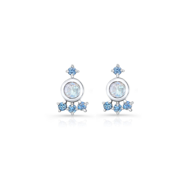 Aura Studs with Moonstone and Blue Sapphire Earrings Carter Eve Jewelry 