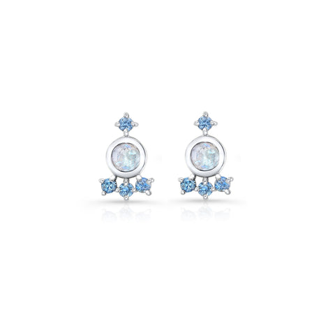 Aura Studs with Moonstone and Blue Sapphire Earrings Carter Eve Jewelry 