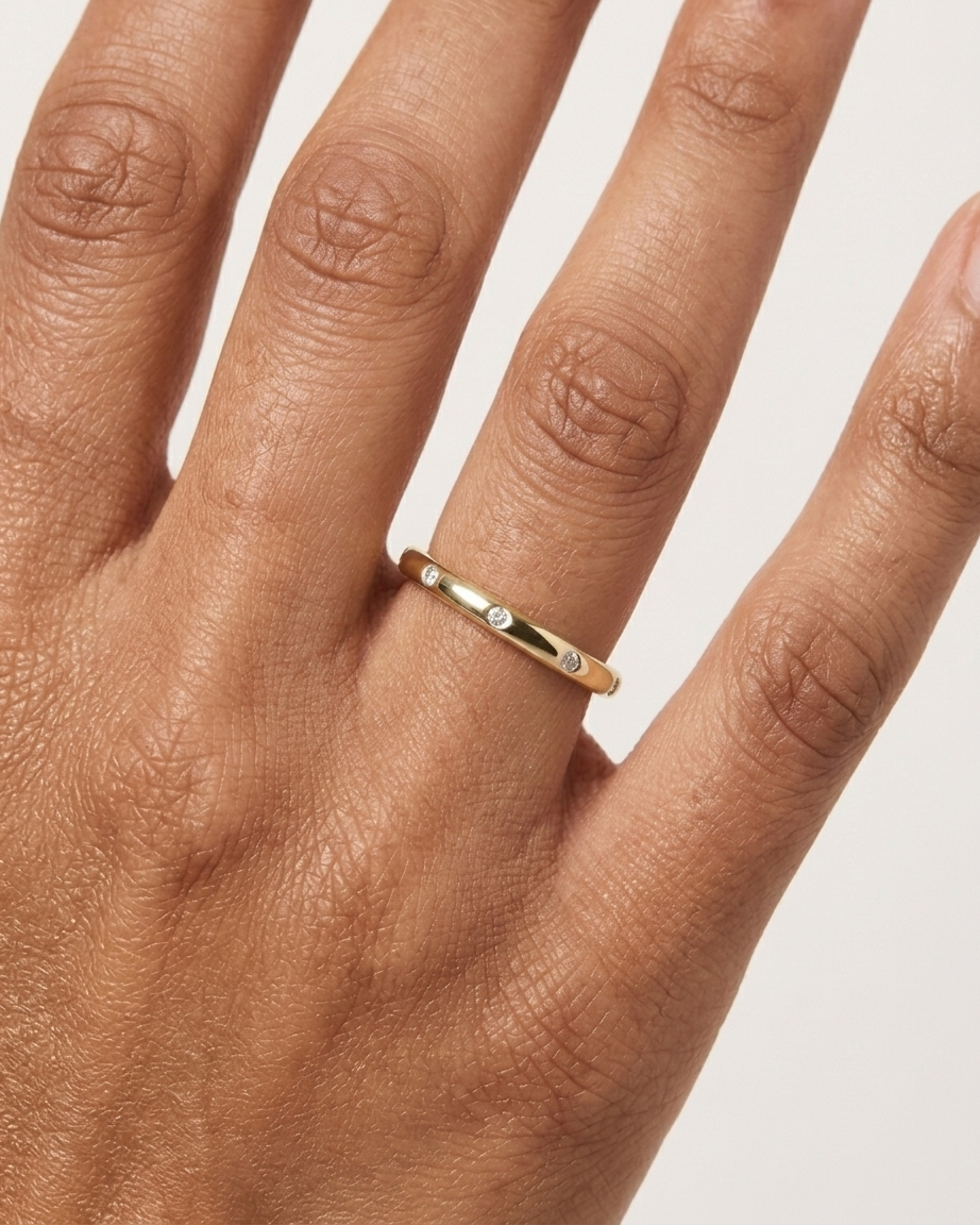 Floating Diamond Wedding Band