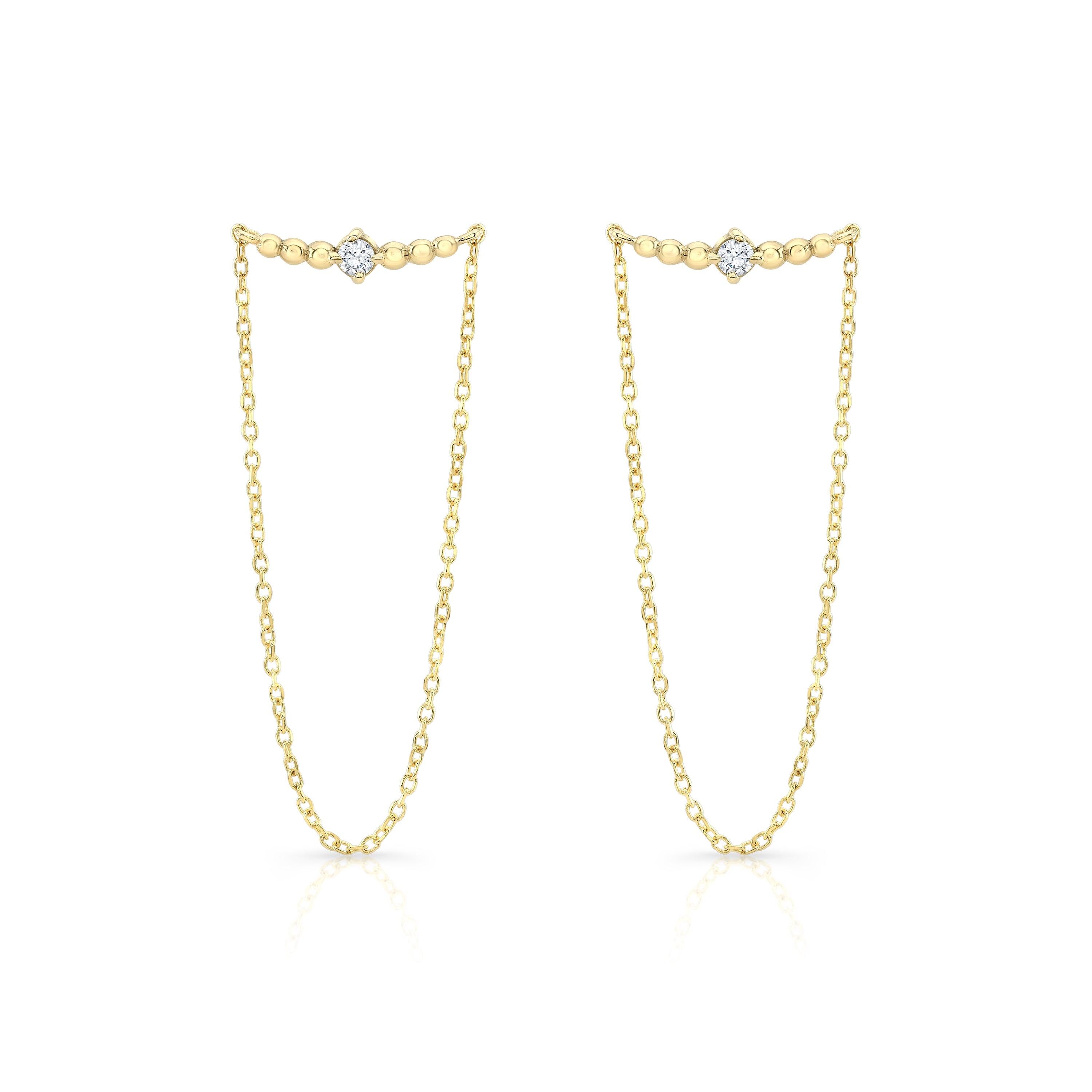 Belle Double Chain Diamond Studs Earrings Carter Eve Jewelry 