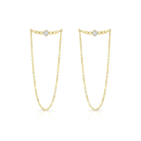 Belle Double Chain Diamond Studs Earrings Carter Eve Jewelry 