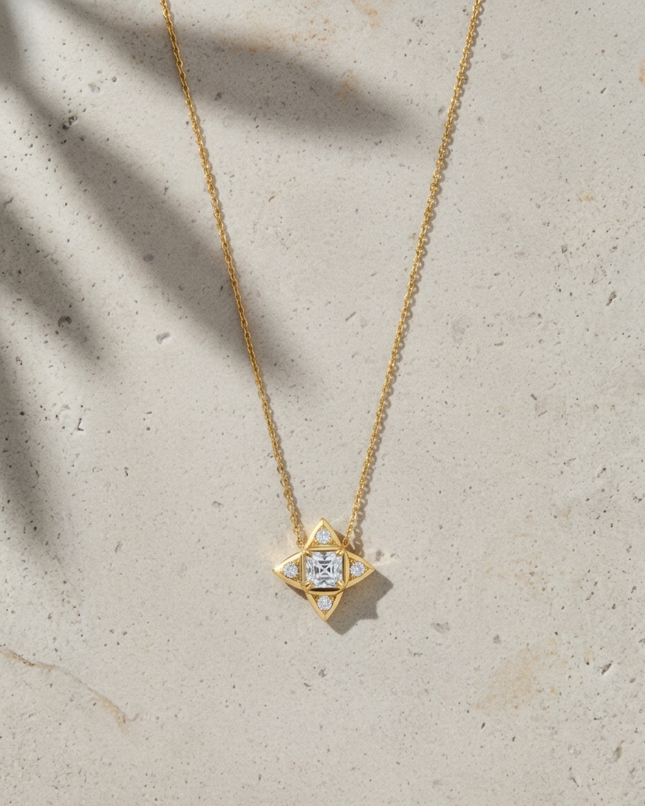 North Star Necklace with Diamonds