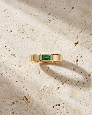 Emerald Modern Wedding Band
