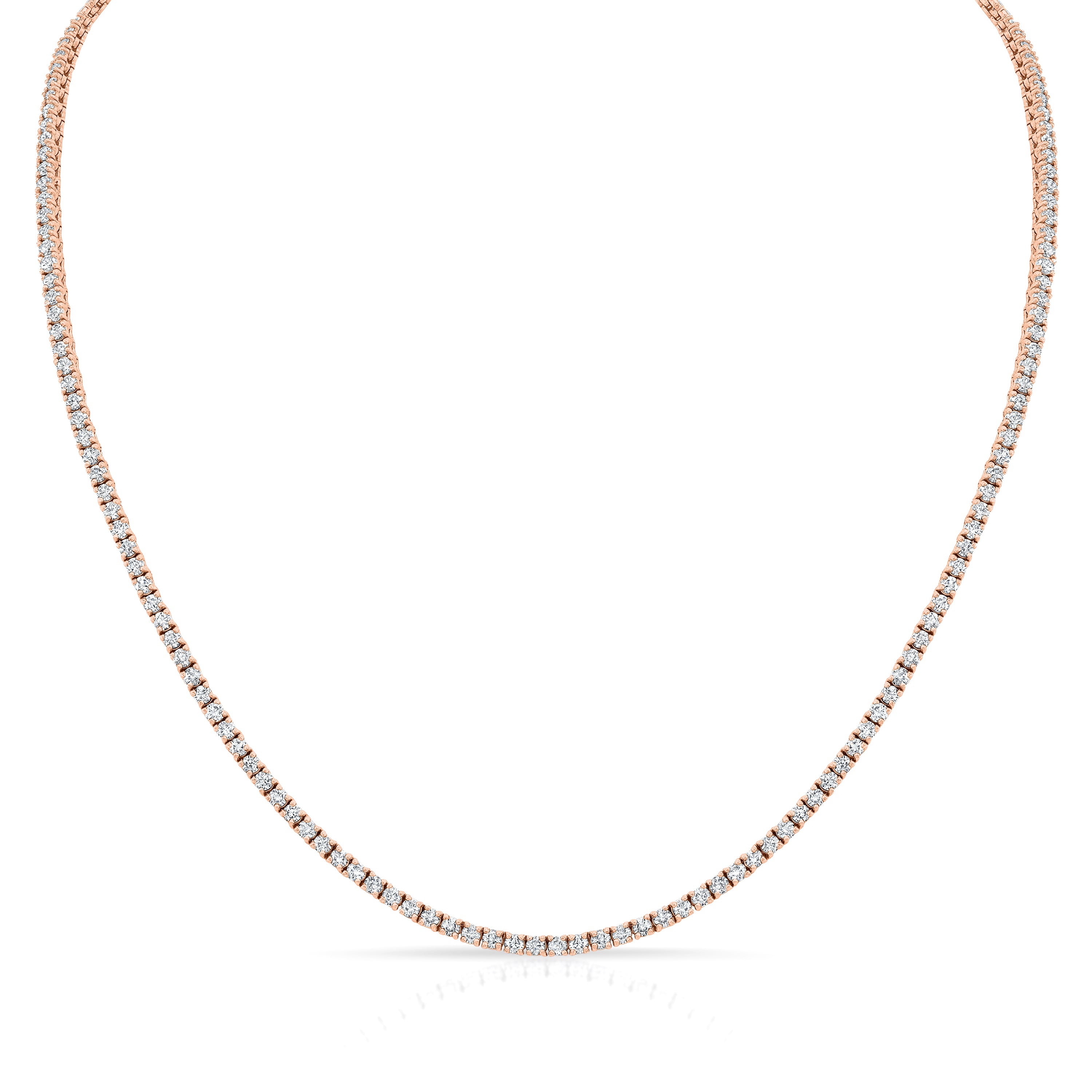 14k rose gold diamond tennis necklace - 4.25 cts