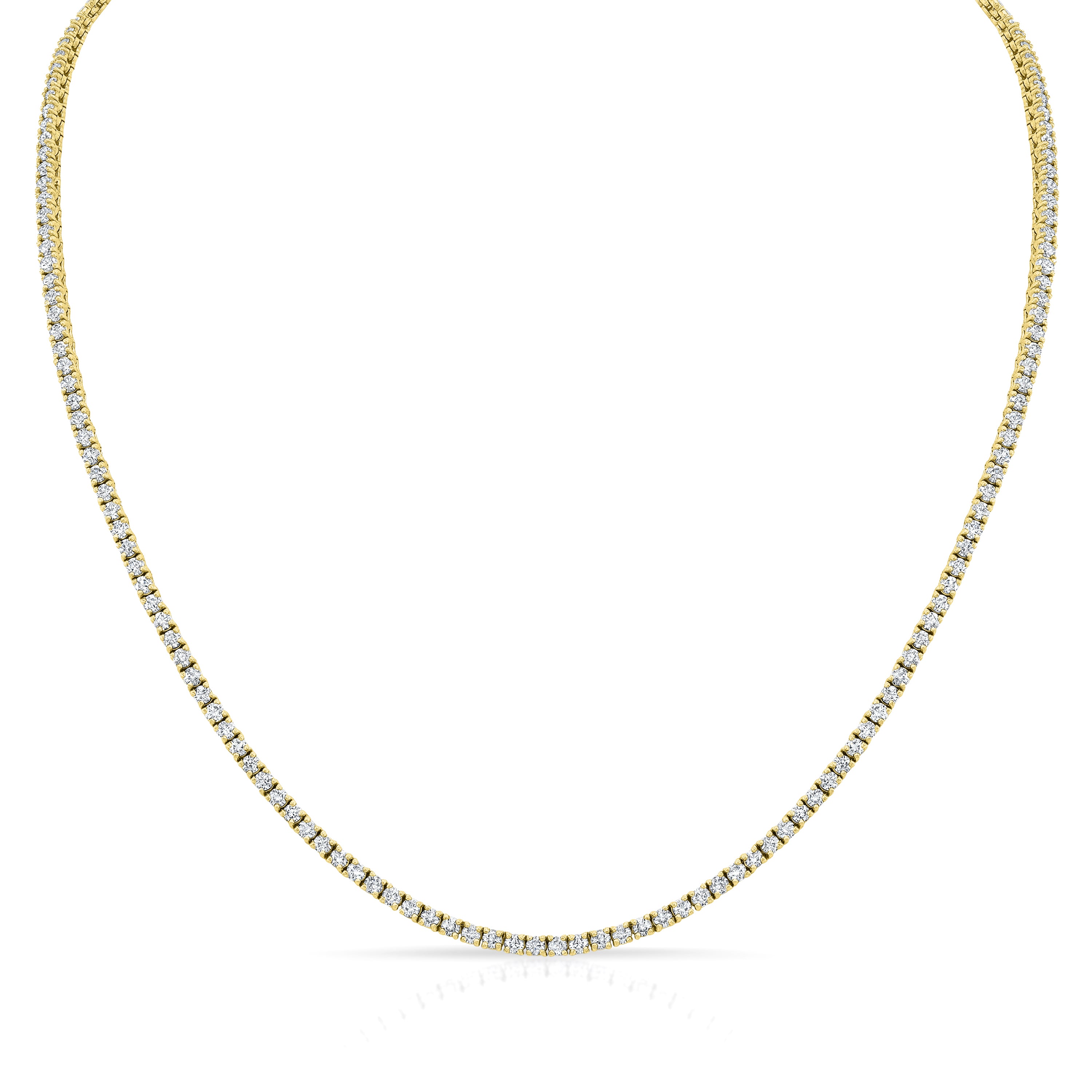 4.25 ct diamond tennis necklace in 14k yellow gold