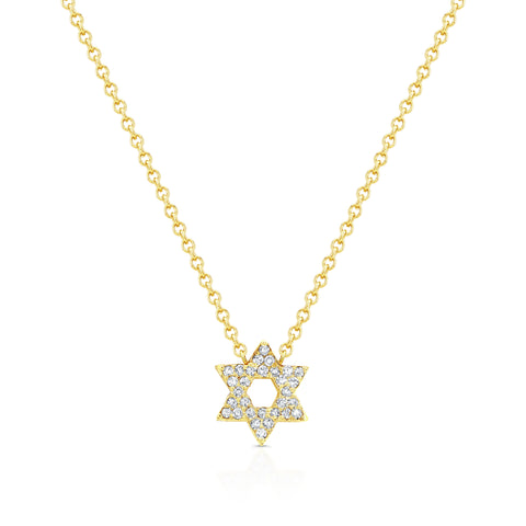 14ky gold and diamond star of david pendant necklace