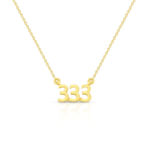 333 Angel Number Necklace 14K Gold