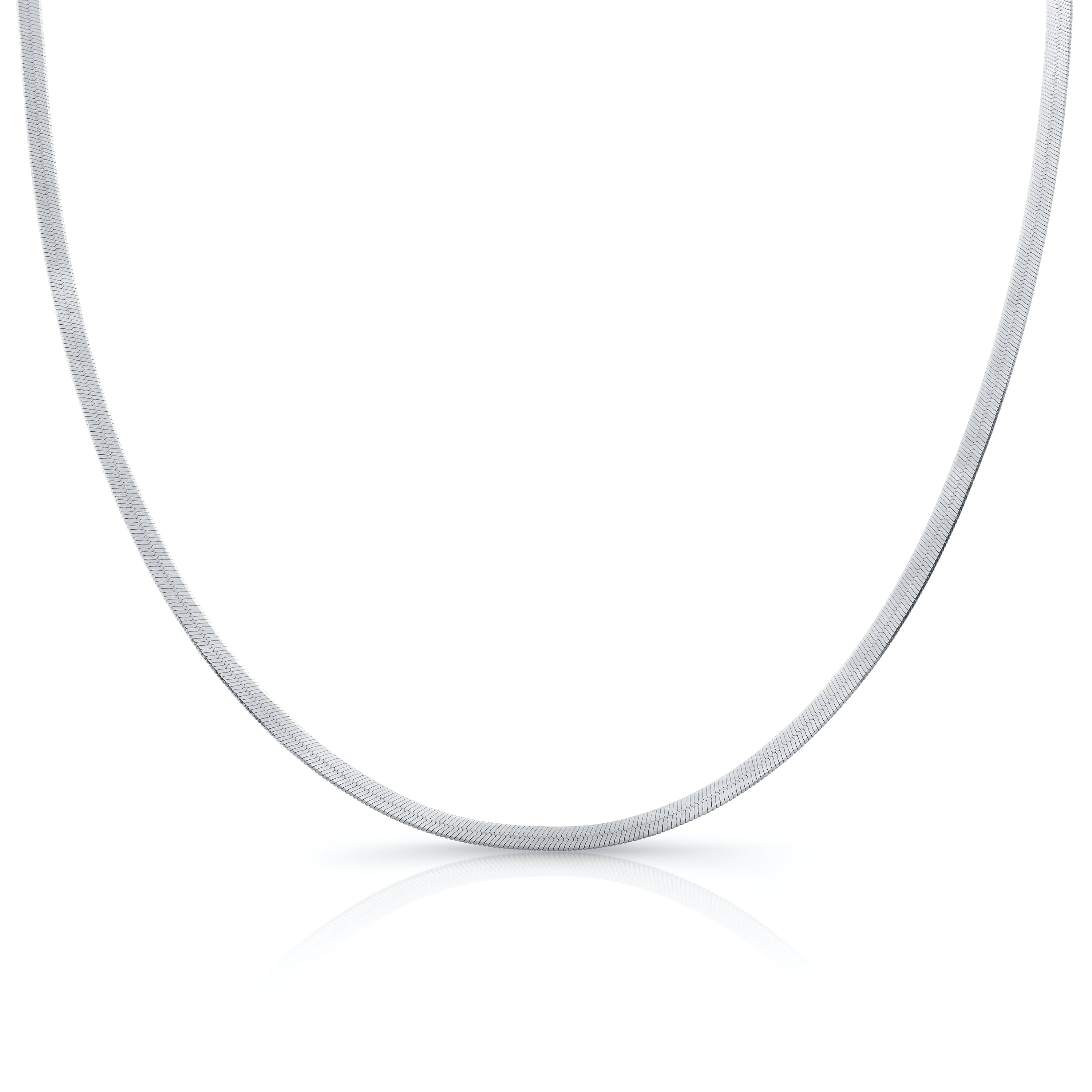 14k white gold herringbone necklace