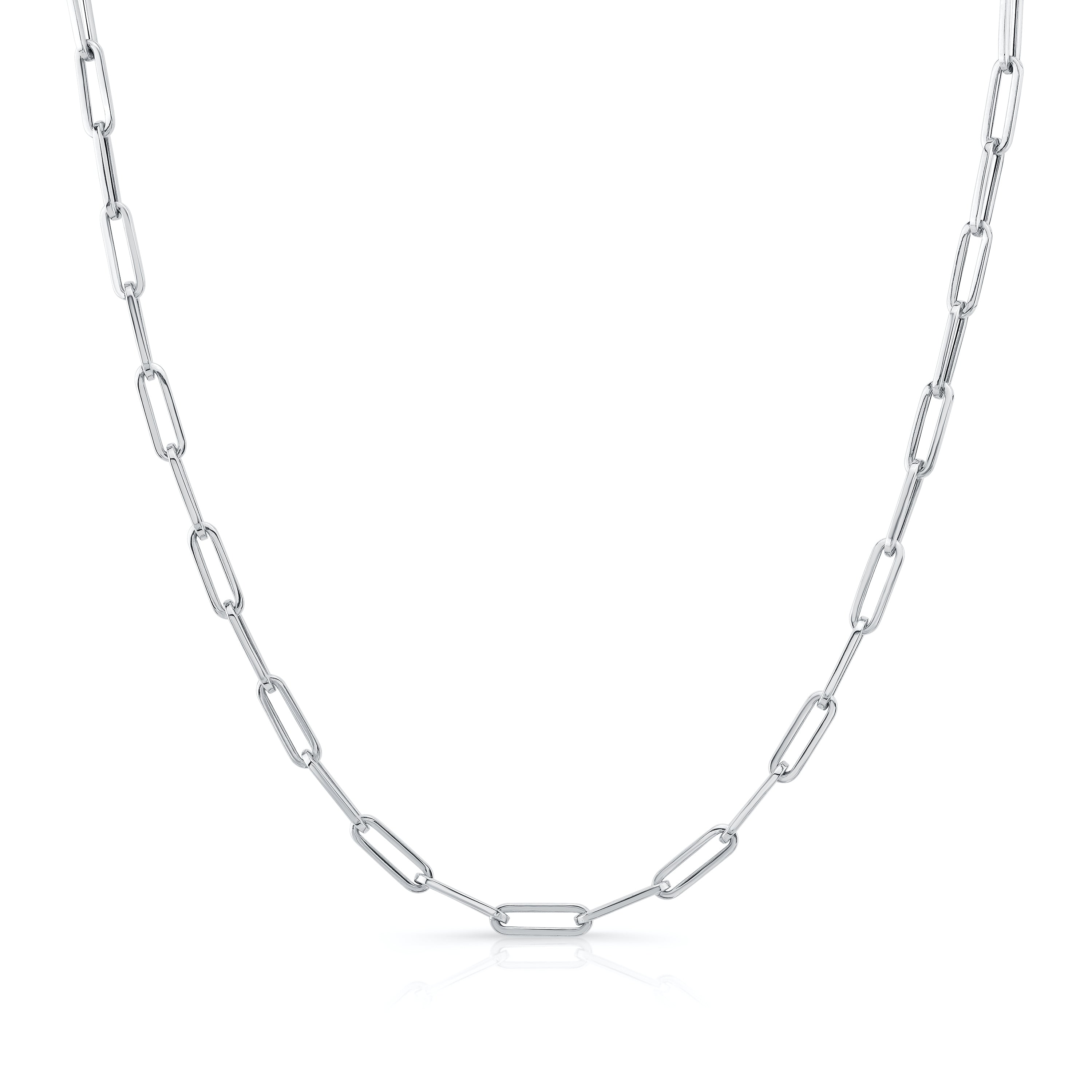 14k white gold paper clip chain necklace