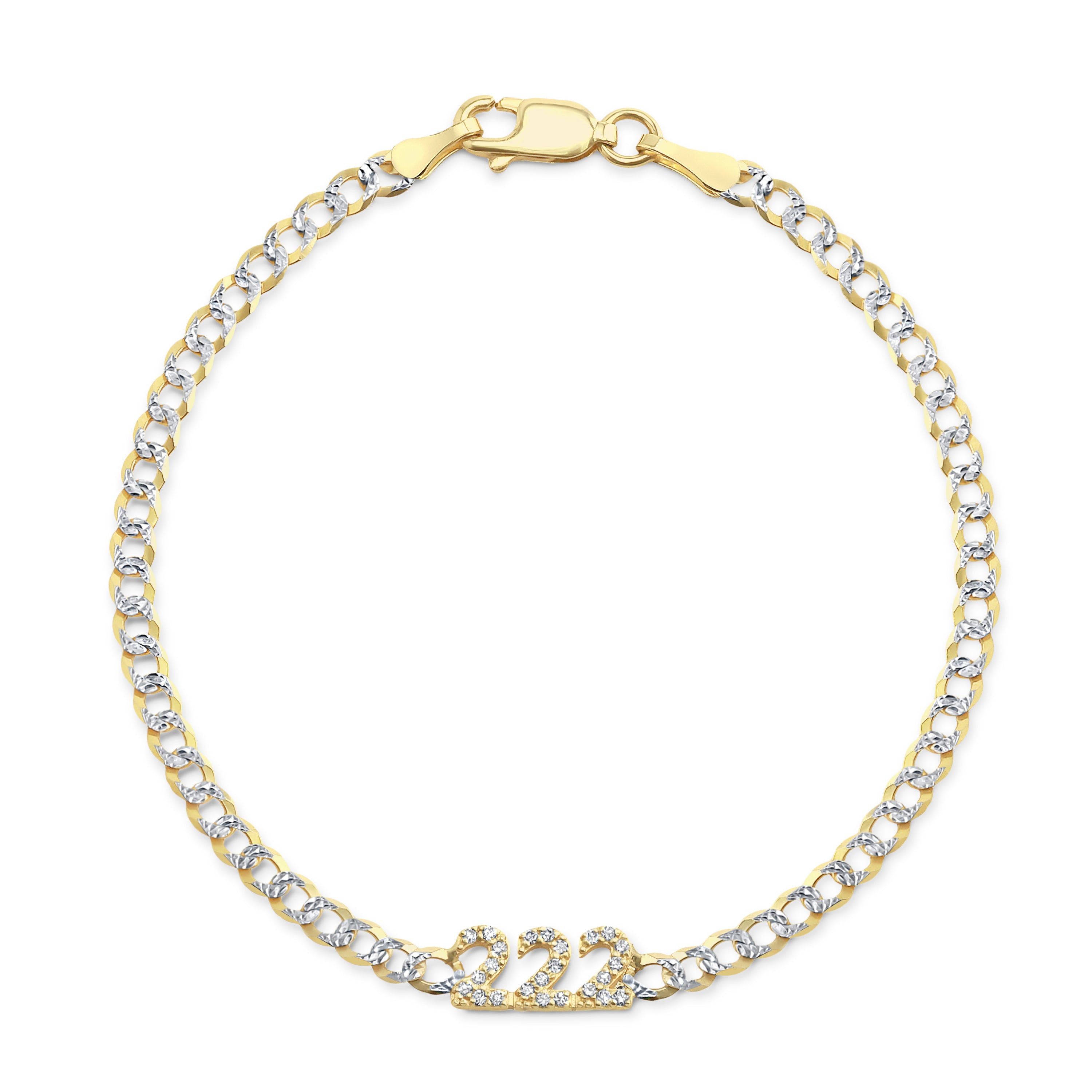 Diamond 222 Angel Number Bracelet 14K Gold