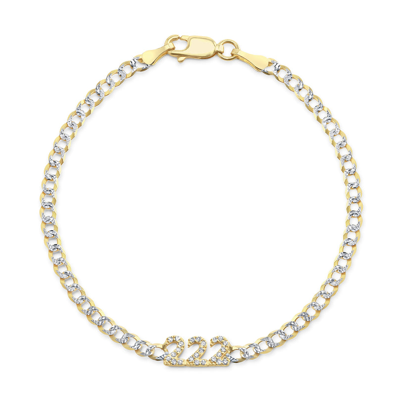 Diamond 222 Angel Number Bracelet 14K Gold