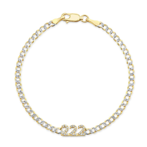 Diamond 222 Angel Number Bracelet 14K Gold