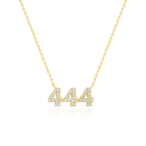 Diamond 444 Angel Number Necklace 14K Gold