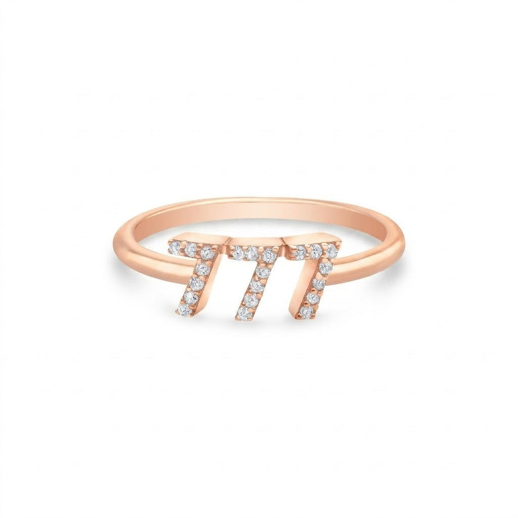 Diamond 777 Angel Number Ring