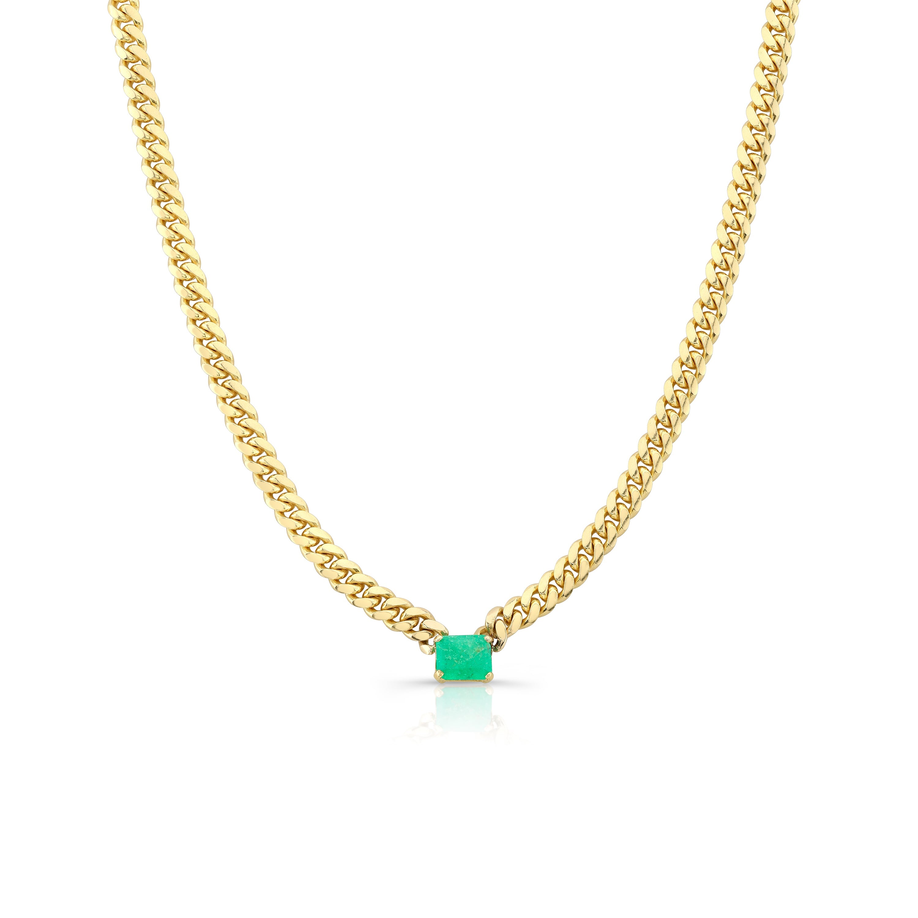 Chía Emerald Cuban Link Necklace Necklaces Carter Eve Jewelry 