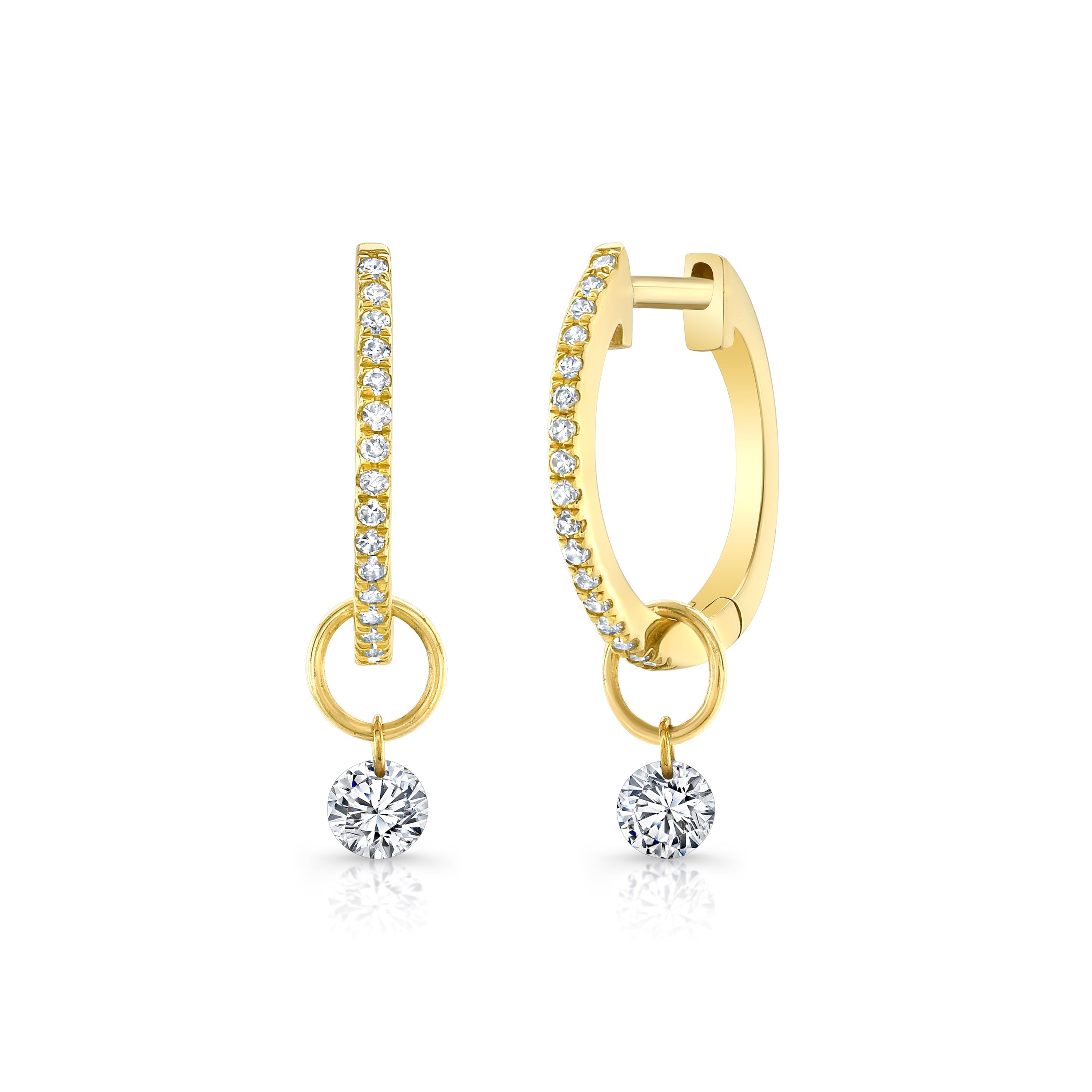 Delicate Diamond Hoops with Diamond Drops (12mm) Earrings Carter Eve Jewelry 