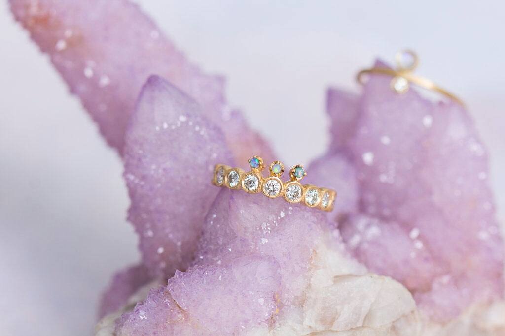 Diamond with Opal Crown Ring Carter Eve Jewelry 