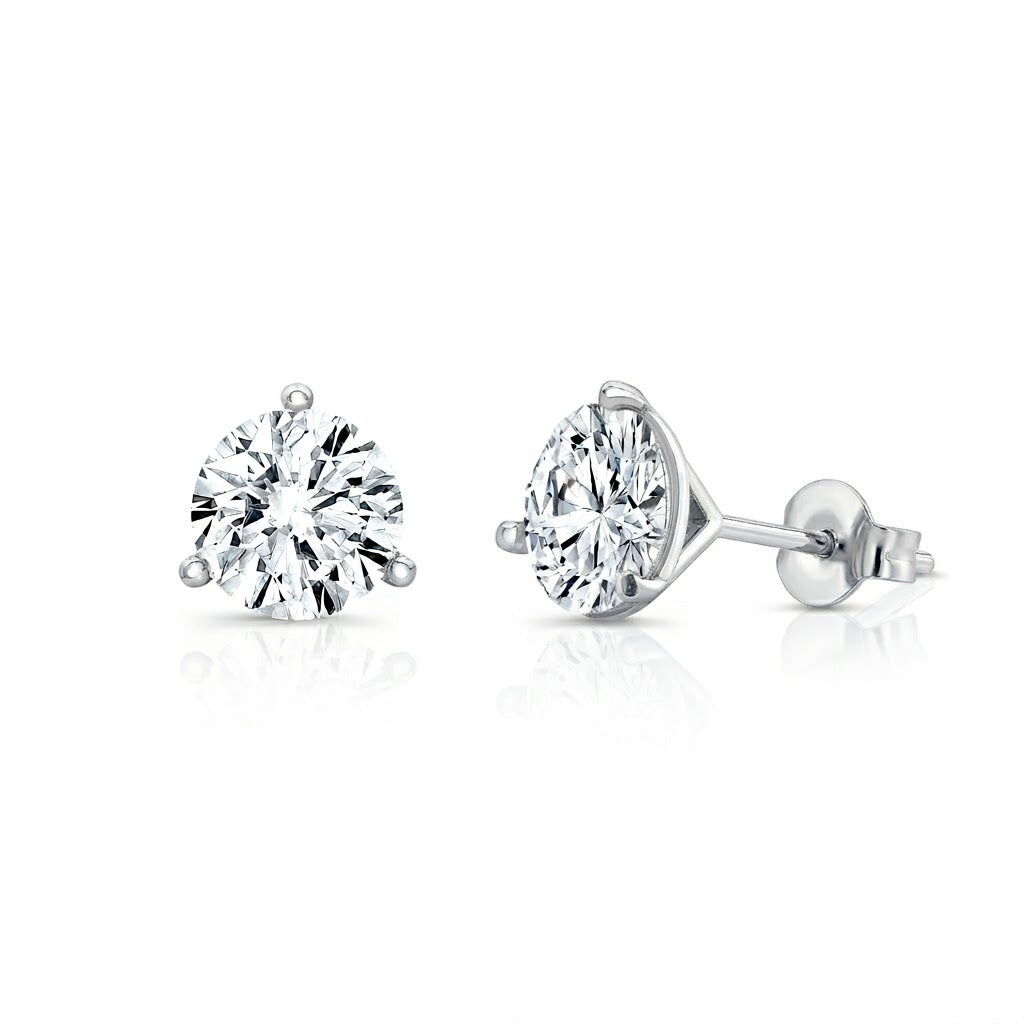 2 ctw Three Prong Diamond Studs
