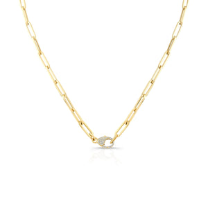Ellipse Link Necklace with Pavé Clasp Necklace Carter Eve Jewelry 