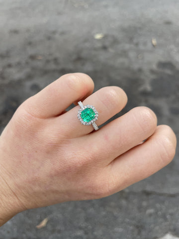 Emerald Halo Engagement Ring engagement ring Carter Eve Jewelry 