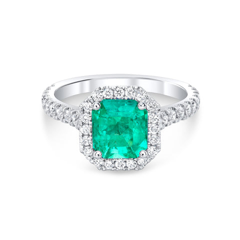 Emerald Halo Engagement Ring engagement ring Carter Eve Jewelry 