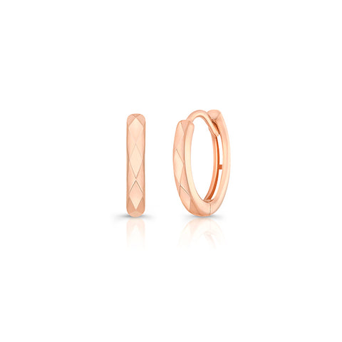 Gold Faceted Hoops