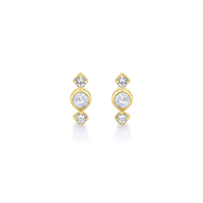 Huntress Studs with Moonstone + Diamonds Earrings Carter Eve Jewelry 
