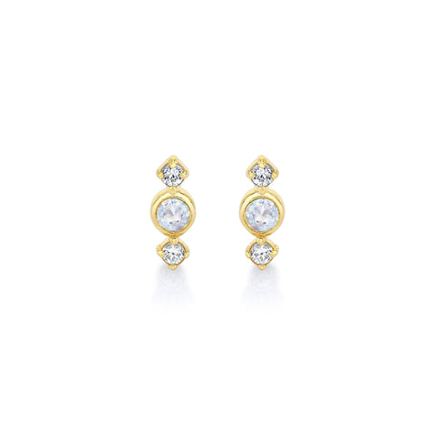 Huntress Studs with Moonstone + Diamonds Earrings Carter Eve Jewelry 