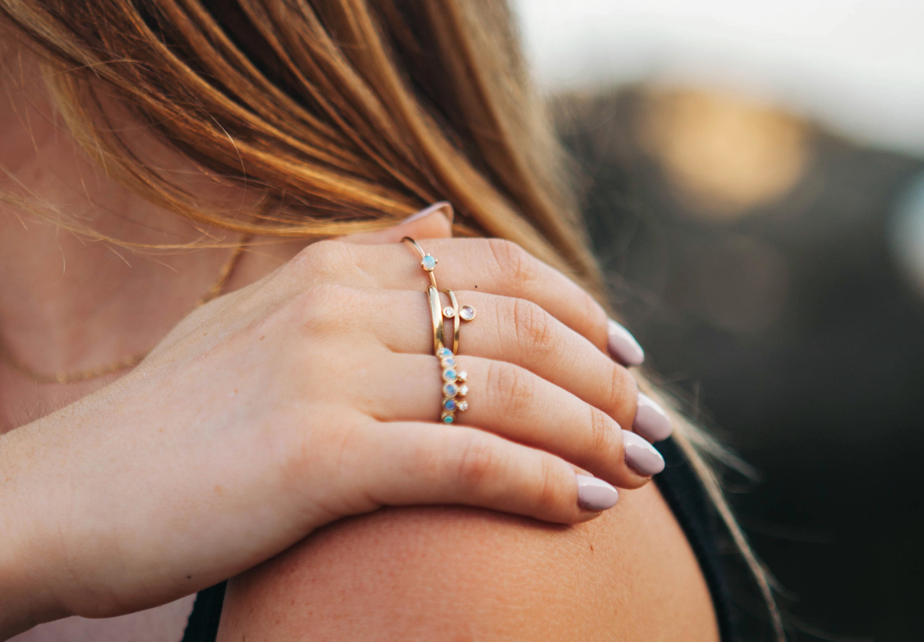 Josephine Ring w/ Moonstone and Diamond Ring Carter Eve Jewelry 