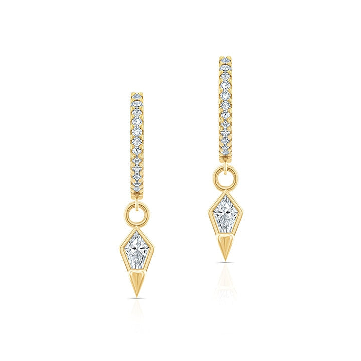 Kite Shaped Diamond Drop Huggie Hoops Earrings Carter Eve Jewelry 