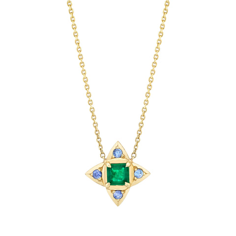 North Star Pendant with Emerald and Sapphires Necklaces Carter Eve Jewelry 