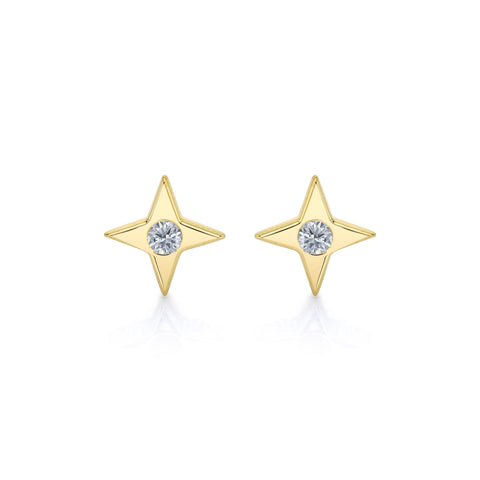 North Star Studs w/ Diamonds Earrings Carter Eve Jewelry 