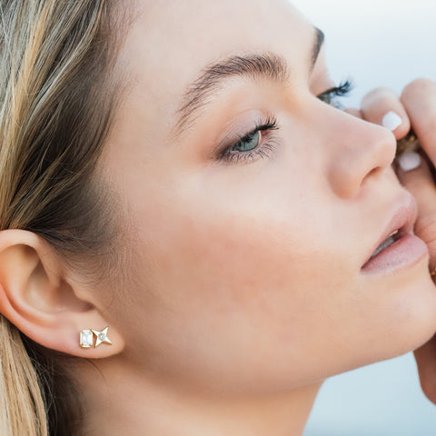 North Star Studs w/ Diamonds Earrings Carter Eve Jewelry 