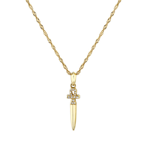 Pave Ankh Dagger Charm Necklaces Carter Eve Jewelry 