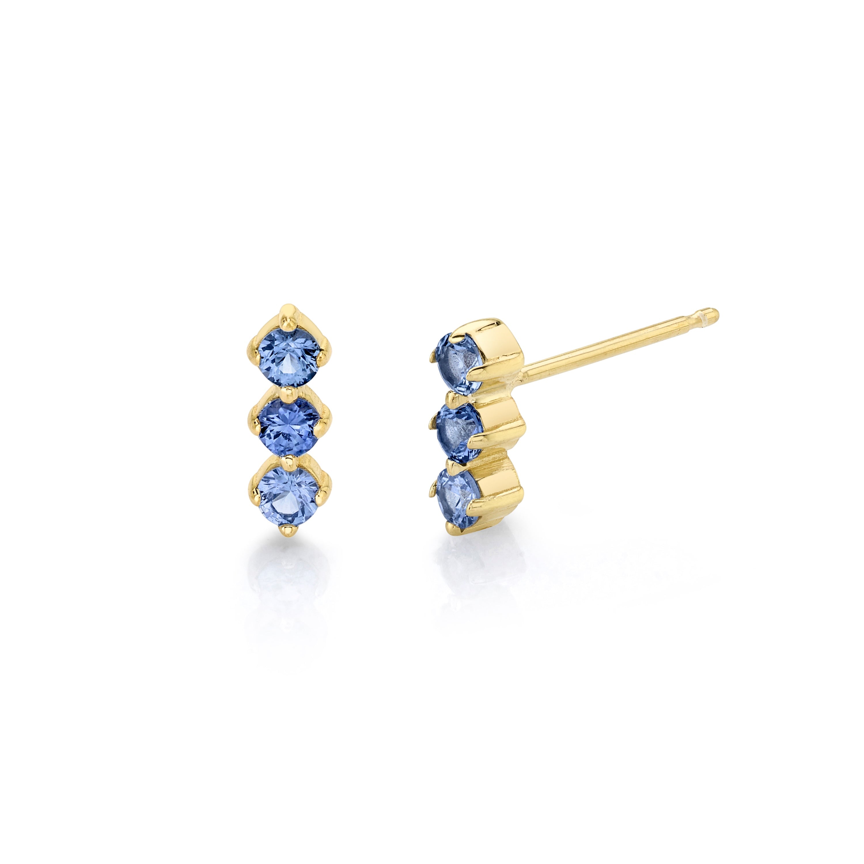 Sapphire Trinity Studs Earrings Carter Eve Jewelry 