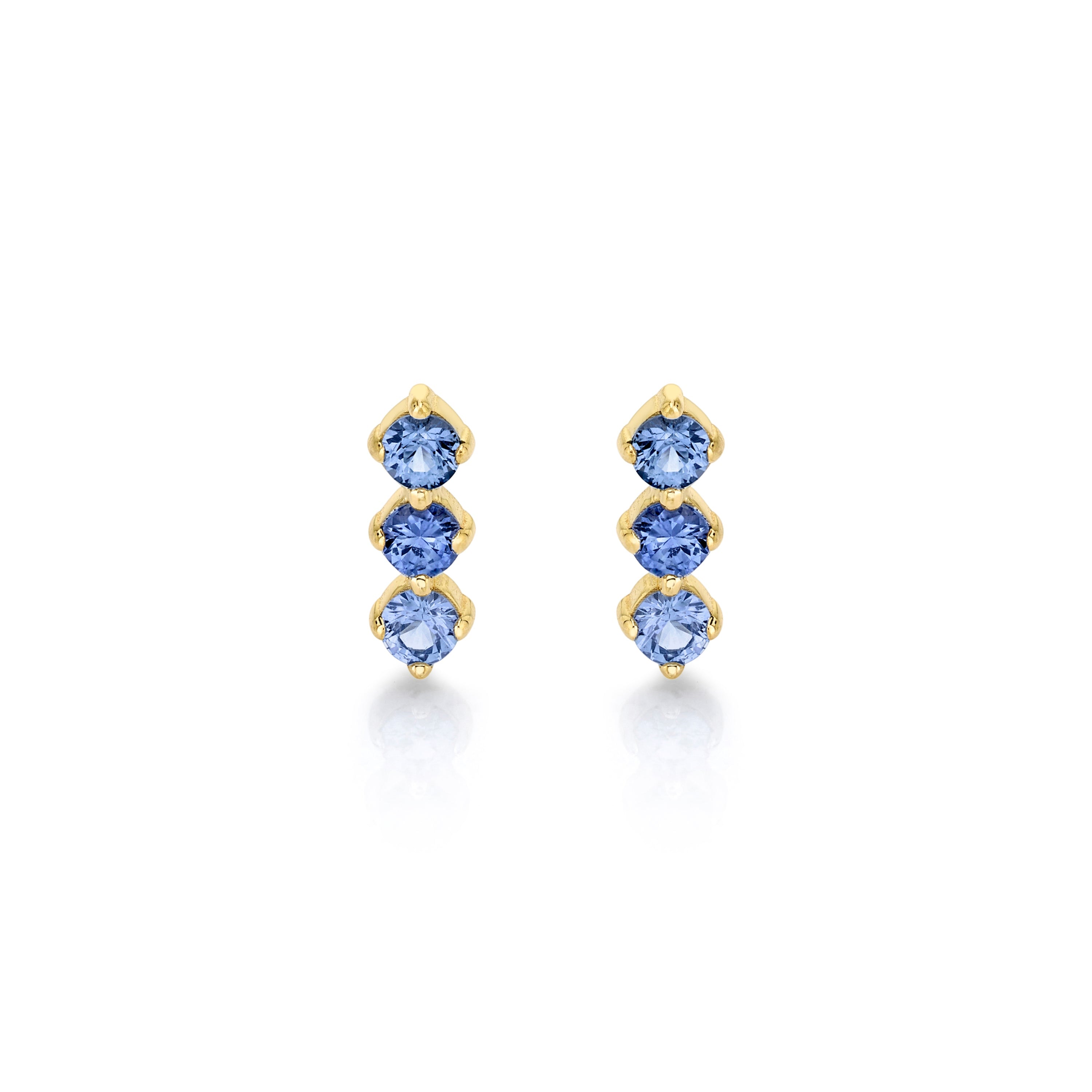 Sapphire Trinity Studs Earrings Carter Eve Jewelry 